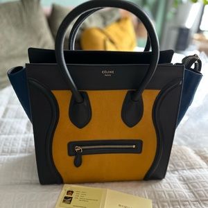 Celine tricolor luggage mini pony hair